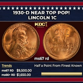1930-d Lincoln Cent Near Top Pop! 1c ms67 rd SEGS