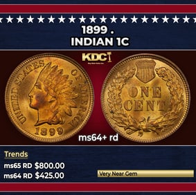 1899 Indian Cent . 1c Grades ms64+ rd