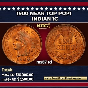 1900 Indian Cent Near Top Pop! 1c ms67 rd SEGS