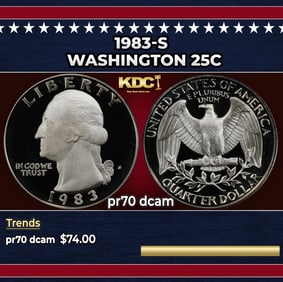1983-s Proof Washington Quarter 25c pr70 dcam SEGS