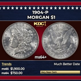 1904-p Morgan Dollar $1 Grades ms64+