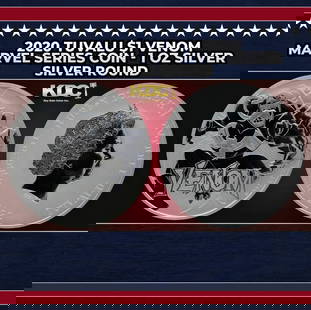 2020 Tuvalu $1 Venom Marvel Series Coin - 1 oz Silver Round Round: 2020 Tuvalu $1 Venom Marvel Series Coin - 1 oz Silver Round. This is the 8th release of the "Marvel Bullion" series, featuring various Marvel characters, struck in Australia by the Perth Mint. Obverse