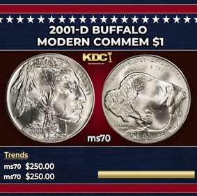 2001-d Buffalo Modern Commem Dollar $1 ms70 SEGS