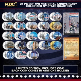 23 Pc Set 9/11 Memorial Anniversary Colorized NY State Quarters Other Toy
