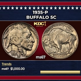 1935-p Buffalo Nickel 5c ms67 SEGS