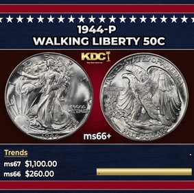 1944-p Walking Liberty Half Dollar 50c ms66+ SEGS