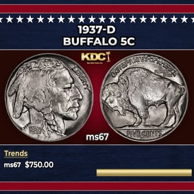 1937-d Buffalo Nickel 5c ms67 SEGS