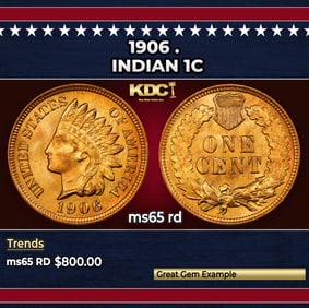 1906 Indian Cent . 1c Grades ms65 rd