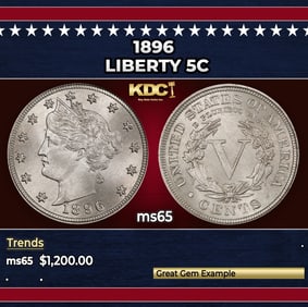 1896 Liberty Nickel 5c ms65 SEGS