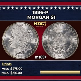 1886-p Morgan Dollar $1 Grades ms65+