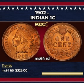 1902 Indian Cent . 1c Grades ms64 rd