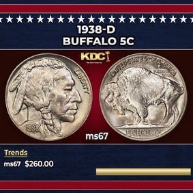 1938-d Buffalo Nickel 5c ms67 SEGS