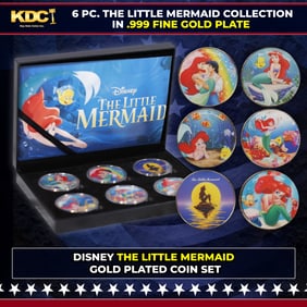 6 Coin Disney The Little Mermaid Gold Plated Round Collection