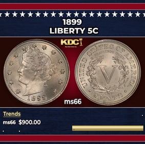 1899 Liberty Nickel 5c ms66 SEGS