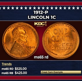 1912-p Lincoln Cent 1c Grades ms65 rd