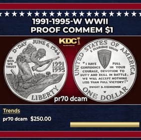 1991-1995-w WWII Proof Modern Commem Dollar $1 pr70 dcam SEGS