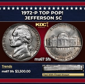 1972-p Jefferson Nickel TOP POP! 5c ms67 5fs SEGS