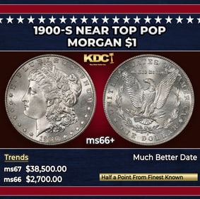 1900-s Morgan Dollar Near Top Pop $1 ms66+ SEGS
