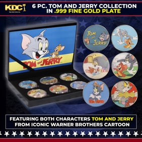6 Coin Tom and Jerry Gold Plated Round Collection