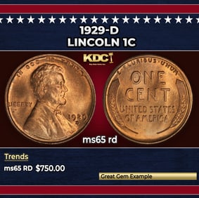 1929-d Lincoln Cent 1c ms65 rd SEGS