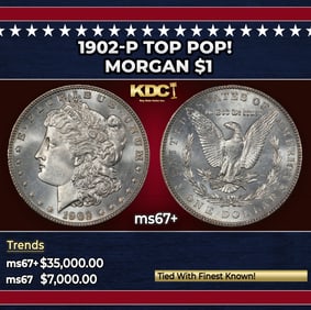 1902-p Morgan Dollar TOP POP! $1 ms67+ SEGS