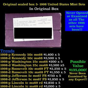 Original sealed box 5- 1998 United States Mint Sets