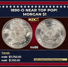1890-o Morgan Dollar Near Top Pop! $1 ms66 SEGS