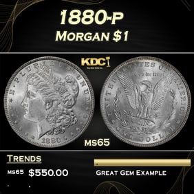 1880-p Morgan Dollar $1 Grades ms65