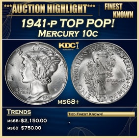 1941-p Mercury Dime TOP POP! 10c ms68+ SEGS