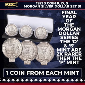 1921 3 Coin P, D, S Morgan Silver Dollar Set $1