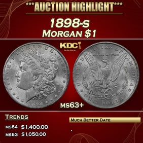1898-s Morgan Dollar $1 ms63+ USCG