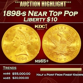 1898-s Gold Liberty Eagle Near Top Pop $10 ms65+ SEGS