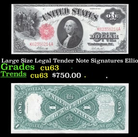1917 $1 Large Size Legal Tender Note Grades Select CU Signatures Elliott/Burke