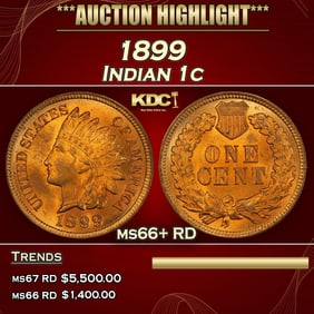 1899 Indian Cent 1c ms66+ RD SEGS