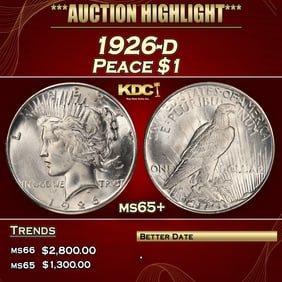 1926-d Peace Dollar $1 ms65+ SEGS