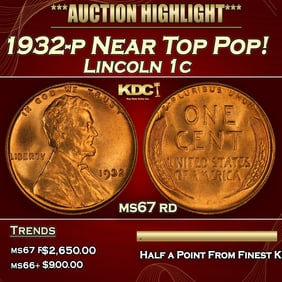 1932-p Lincoln Cent Near Top Pop! 1c ms67 rd SEGS