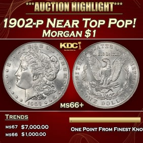 1902-p Morgan Dollar Near Top Pop! $1 ms66+ SEGS