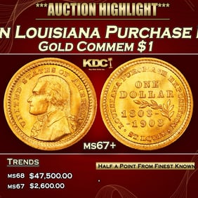 1903 Jefferson Louisiana Purchase Gold Commem Dollar Near Top Pop! 1 ms67+ SEGS
