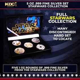 5x 1oz Silver Round Star Wars Set, Darth Vader, rebel alliance, Empire, Jedi Crest, Millennium
