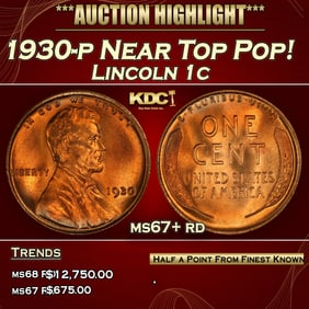 1930-p Lincoln Cent Near Top Pop! 1c ms67+ rd SEGS