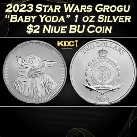 2023 Star Wars Grogu "Baby Yoda" 1 oz Silver $2 Niue BU Coin Round