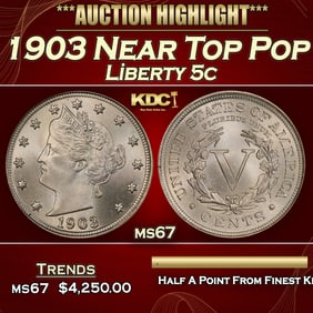 1903 Liberty Nickel Near Top Pop 5c ms67 SEGS