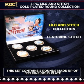 5 Coin Lilo and Stitch Gold Plated Round Collection B