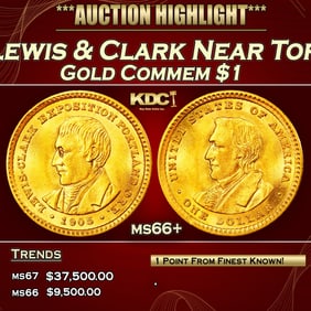 1905 Lewis & Clark Gold Commem Dollar Near Top Pop! 1 ms66+ SEGS