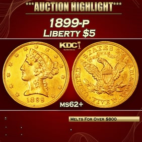 1899-p Gold Liberty Half Eagle $5 ms62+ USCG