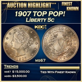 1907 Liberty Nickel TOP POP! 5c ms67 SEGS