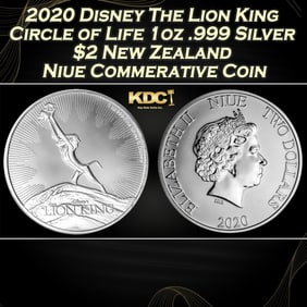 2020 Disney The Lion King Circle of Life 1oz .999 Silver $2 New Zealand Niue Commerative Coin Grades