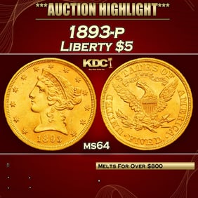 1893-p Gold Liberty Half Eagle $5 ms64 SEGS