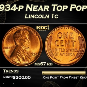 1934-p Lincoln Cent Near Top Pop 1c ms67 rd SEGS