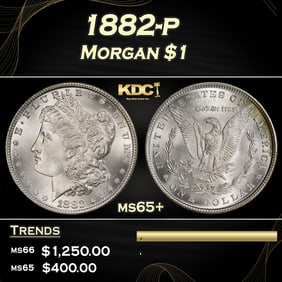 1882-p Morgan Dollar $1 Grades ms65+